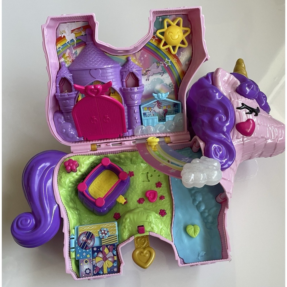 Polly Pocket Unicorn Party Compact Pink Purple Portable Whimsical No Figures - Picture 7 of 7
